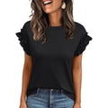 Womens Summer Trendy Tops Business Casual Short Sleeve Tshirts 2026 Cute Dressy Ruffle Crewneck Fashion Work Outfits