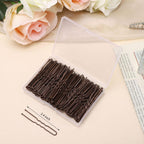 Cehony U Shaped Hair Pins, 200 Count Buns Waved Hair Pins For Updos With Box For Women Lady Girls Bobby Pins French Historical Hair Styling Pins Hair Accessories (Brown, 2.4 Inch)