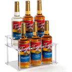 Acrylic Coffee Syrup Organizer, 2 Tier Coffee Syrup Rack (6 Bottle Capacity), Syrup Bottle Holder Stand For Coffee Bar, Kitchen Countertop Syrups, Condiments And Wine (Transparent)