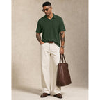 Jmierr Mens Polo Shirt Textured Knit Button Casual Short Sleeve Summer Vacation Beach Stretchy Golf Shirts