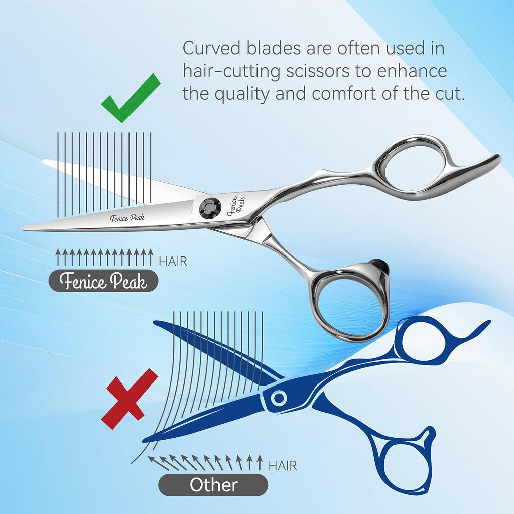 Cnc Professional Hair Cutting Scissors 6.0 Inch Sharp Convex Blade Barber Shears Made Of Vg10 Japanese Stainless Steel With Adjustment Screw For Salon Hairdressing And Home User