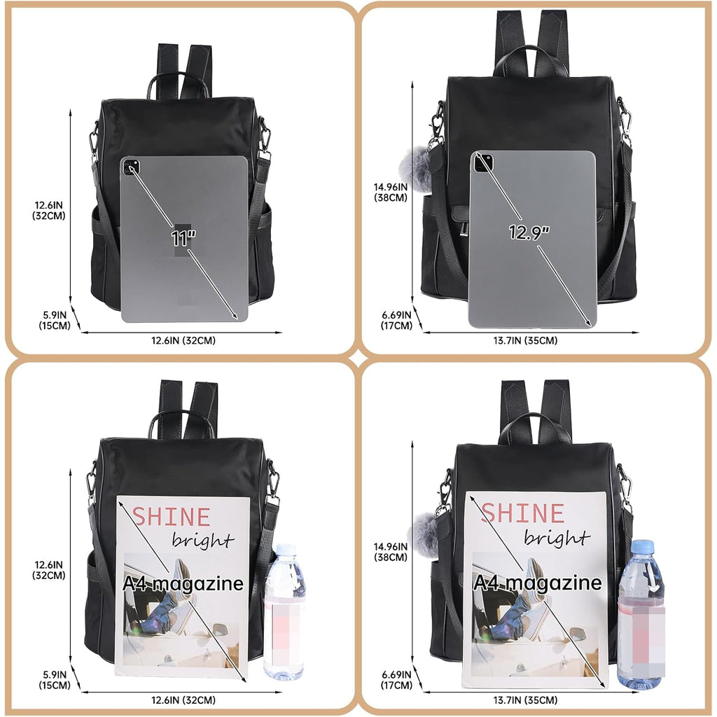 Women Backpack Purse Nylon Anti-Theft Fashion Casual Lightweight Travel Shoulder Bag