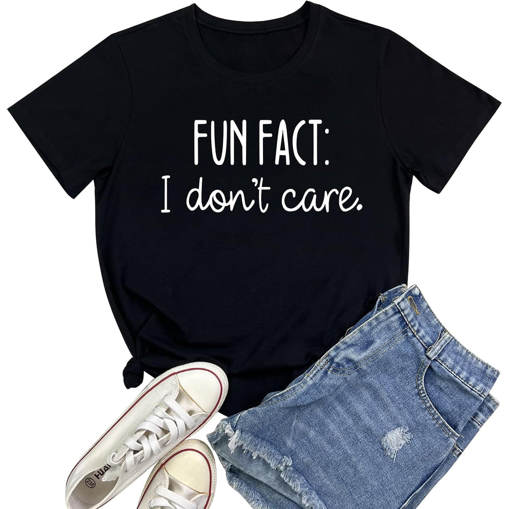Women Cute T Shirt Fun Fact Graphic Tees Black