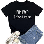 Women Cute T Shirt Fun Fact Graphic Tees Black