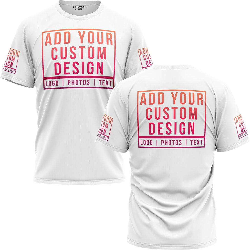 Custom Shirt For Men And Women, Unisex Fit Customized Tshirt, Add Logo Image Text To Front, Back And Sleeves Black