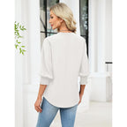 Lomon Button Down Shirts For Women 3/4 Length Sleeve Business Casual Blouses 2026 Summer Tops