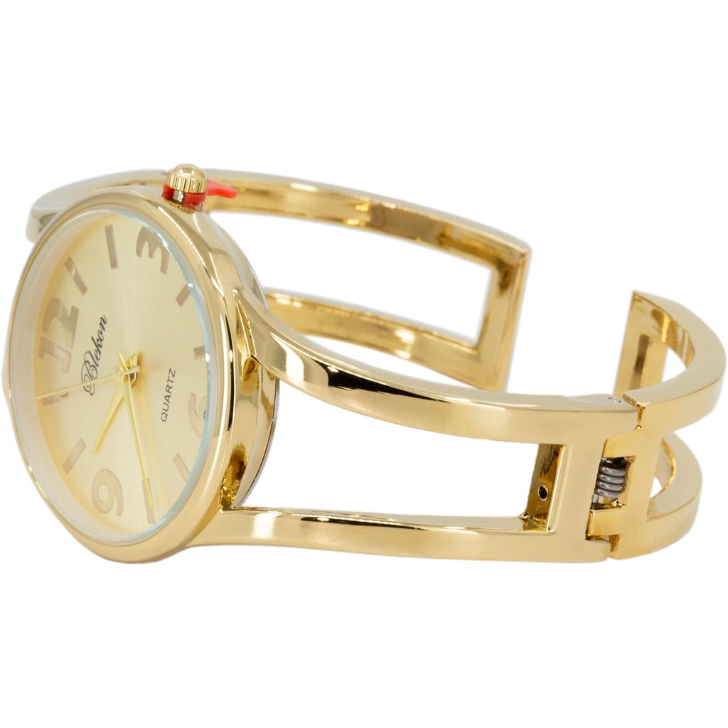Collections Women's Elegant Analog Quartz Watch - 33mm Case, Casual Metal Cuff Bangle Design, Adjustable Fit for 7-8 Inch Wrist Size