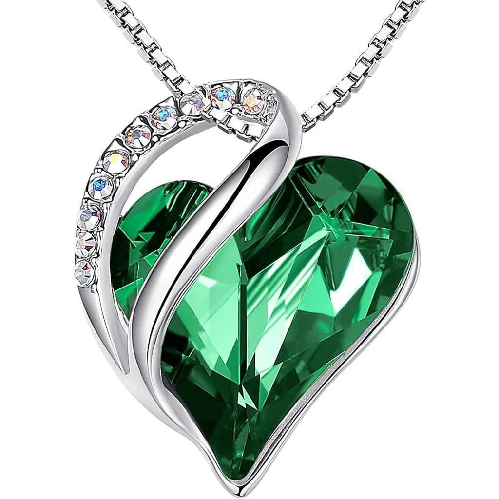 Leafael Mothers Day Gift Necklaces for Women, Infinity Love Birthstone Heart Crystal Pendant, Birthday Anniversary Jewelry for Wife, Mom, and Her, Silver Plated, 18" + 2" Adjustable Chain
