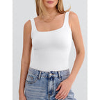 Tank Top for Women Summer 2026 Double Lined Sleeveless Square Neck Basic Tight Workout Tees Shirts