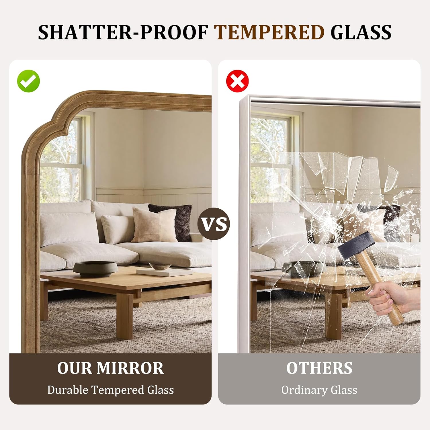 Full Length Mirror Wall Mounted 65"X22", Rustic Wooden Frame Floor Mirror, Large Full Body Mirror For Bedroom, Leaning Or Hanging Against Wall, Natural