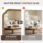 Full Length Mirror Wall Mounted 65"X22", Rustic Wooden Frame Floor Mirror, Large Full Body Mirror For Bedroom, Leaning Or Hanging Against Wall, Natural