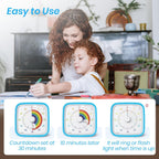 Rainbow Visual Timer, 60-Min Countdown Timer For Kids, Blue | Protective Case, Silent Time Management Tool, Mute And Ringing Alarm Available, Low Power Reminder, For Study, Game, Work Etc