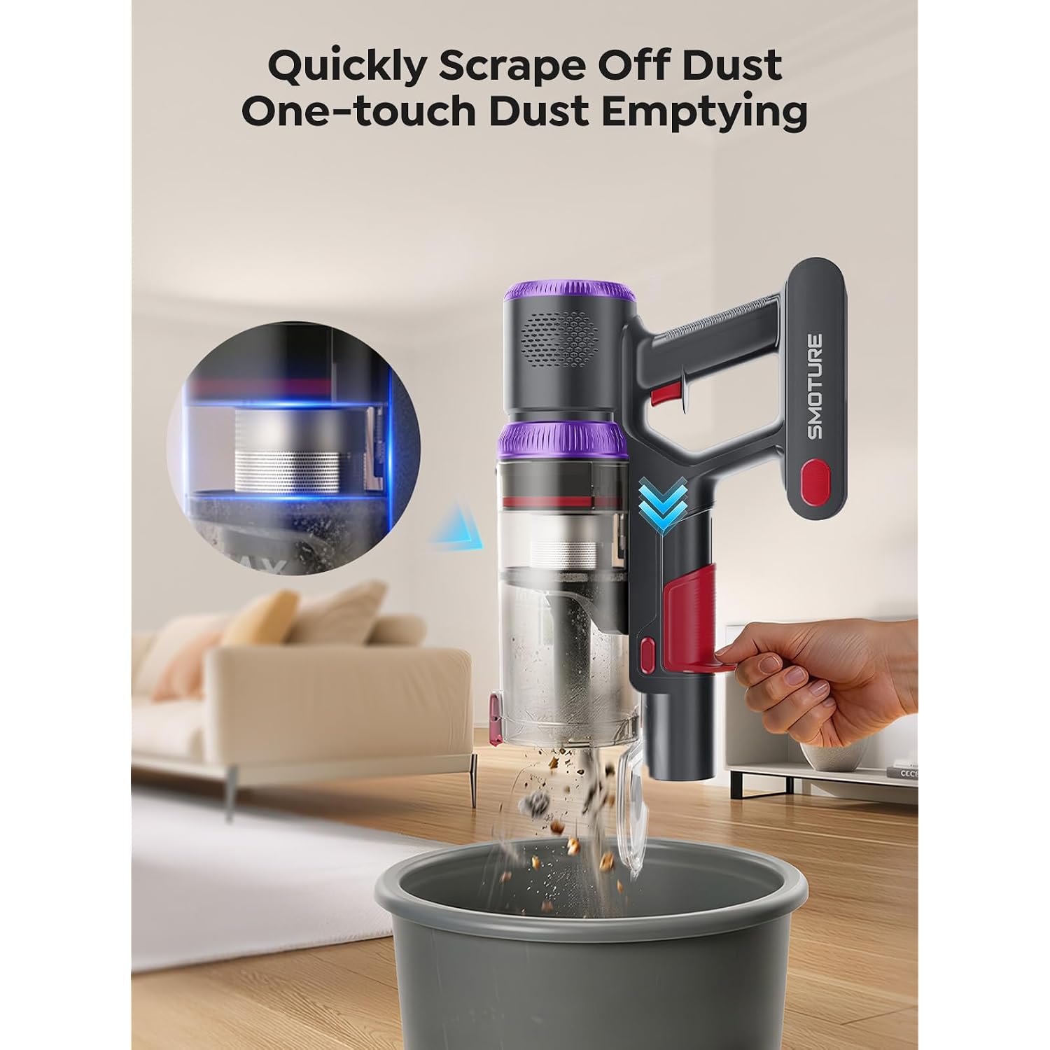 Smoture Cordless Vacuum Cleaner, Upgraded 650W 55Kpa 70Mins Vacuum Cleaner For Home, Pet Brush&3.3Ft Hose, Self-Stand, Auto Mode,Touchscreen, Anti-Tangle Vacuum, Stick Vacuum For Pet Hair/Carpet/Floor