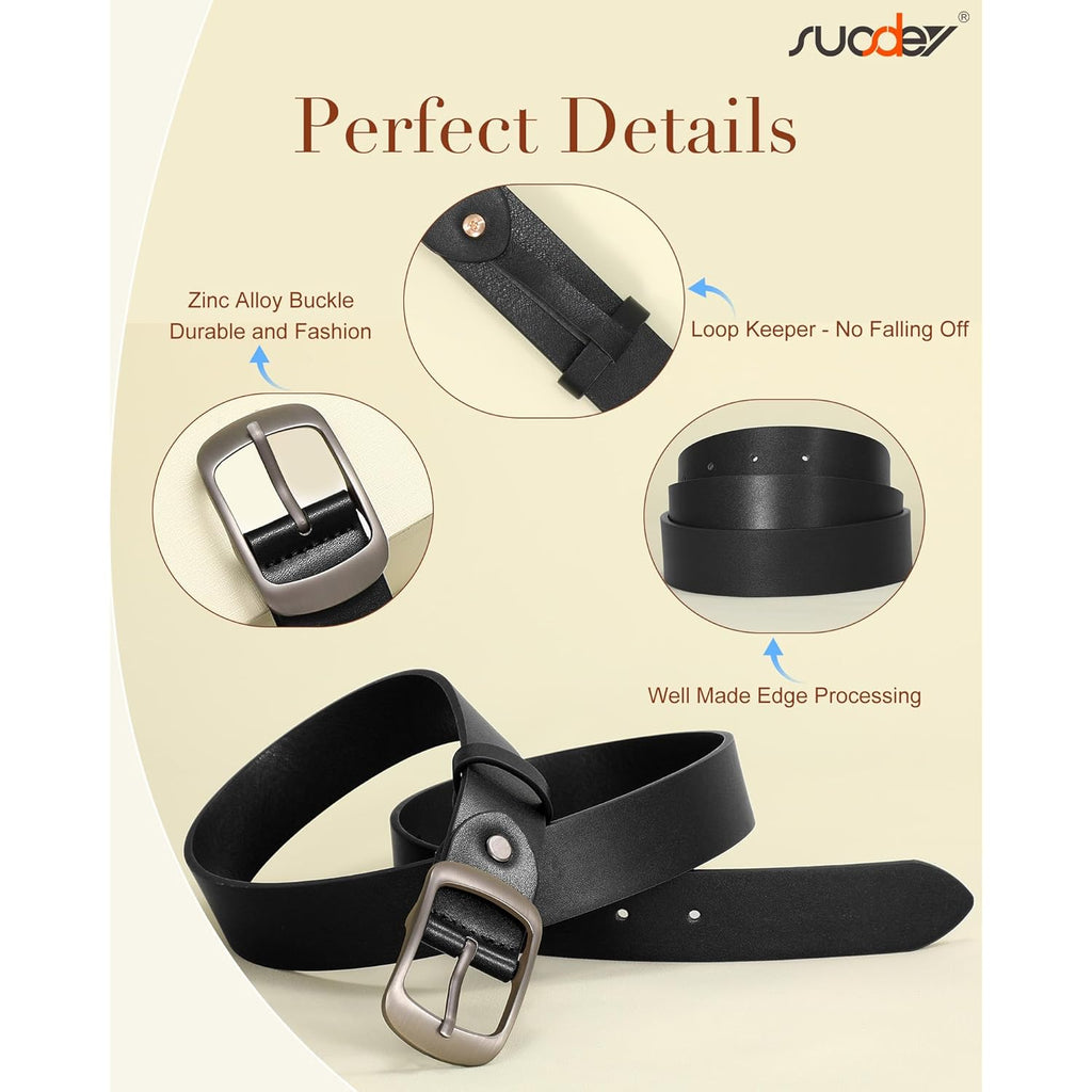 SUOSDEY Women Belts For Jeans Dresses Pants Ladies Leather Waist Belt with Elegant Buckle, Width 1.3"