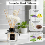 2Pcs Lavender Reed Diffuser Set 1.7 Fl Oz With 6 Scent Sticks, Calming Essential Oil Diffuser Sticks For Home, Relaxing Home Fragrance For Bedroom & Bathroom, Natural Non-Toxic Air Freshener
