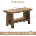 Solid Wood Entryway Bench - 31.5" Farmhouse Small Storage Bench, Rustic Narrow Bench Seat For Indoor, Entryway, Dining Room, Living Room And Hallway, Brown