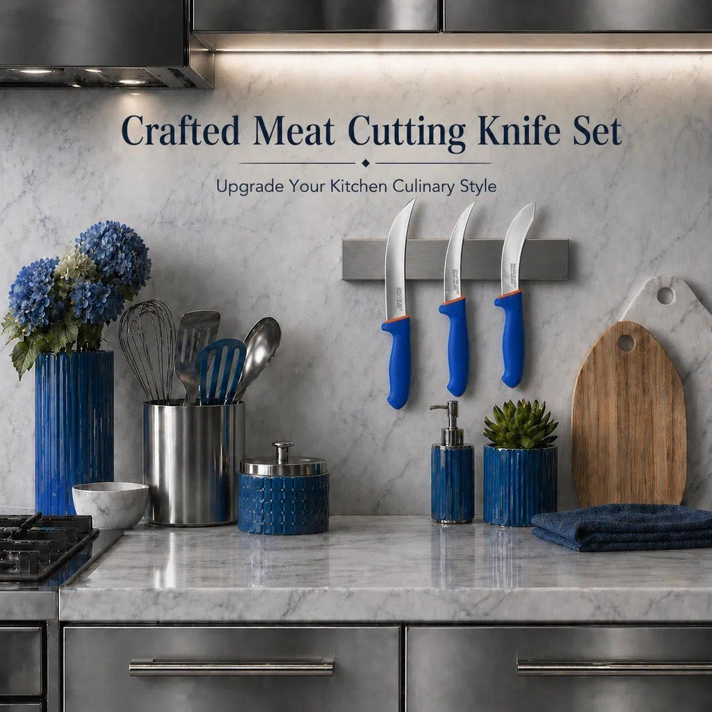 DRAGON RIOT 3 Pcs Butcher Knife Set, Stainless Steel Boning & Carving Knives, Sharp Kitchen Cutlery for Meat Cutting Trimming, Perfect for Home Kitchen, Outdoor Camping BBQ & Holiday Gift