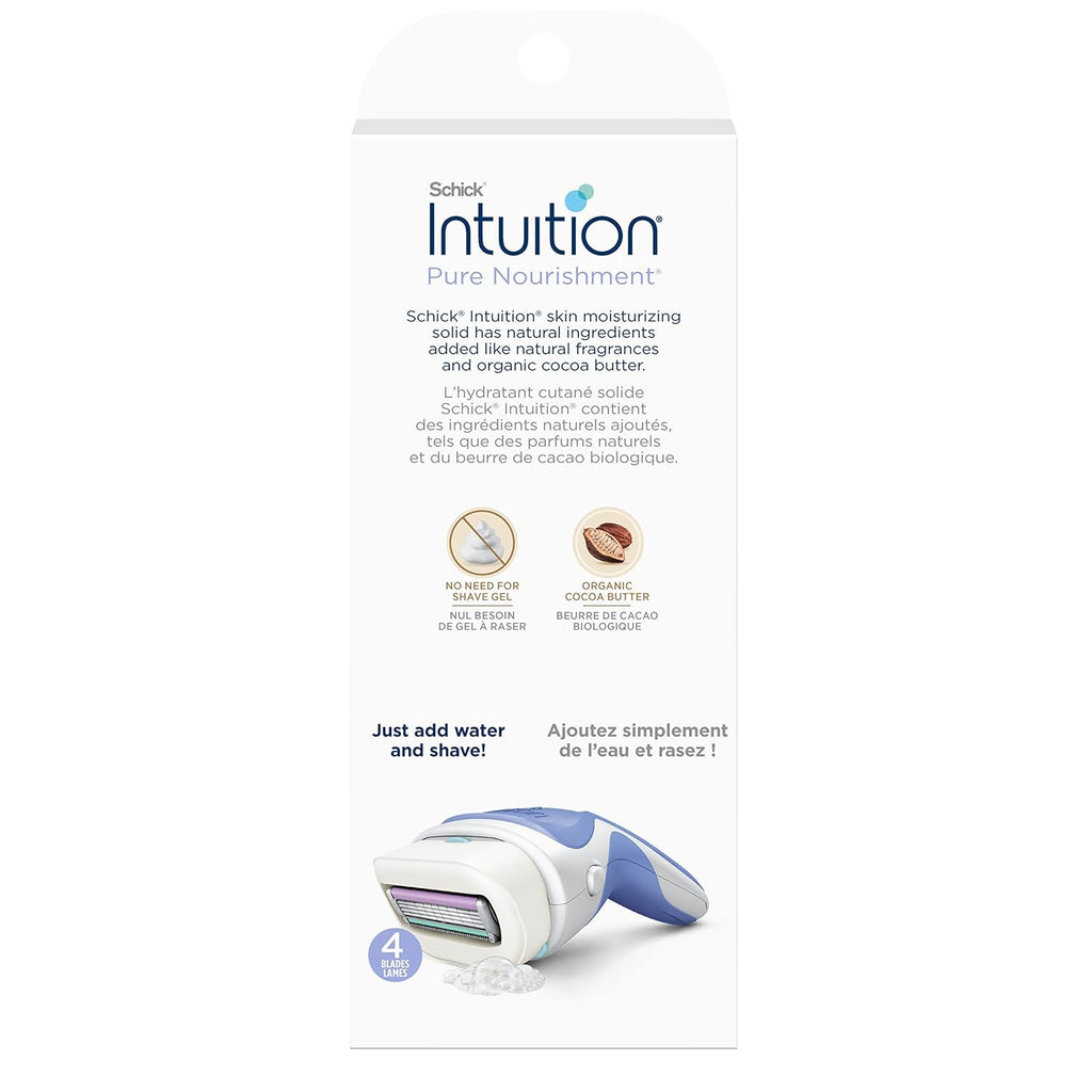 Schick Intuition Pure Nourishment Razors for Women | 1 Razor & 2 Intuition Razor Blades Refill with Organic Cocoa Butter