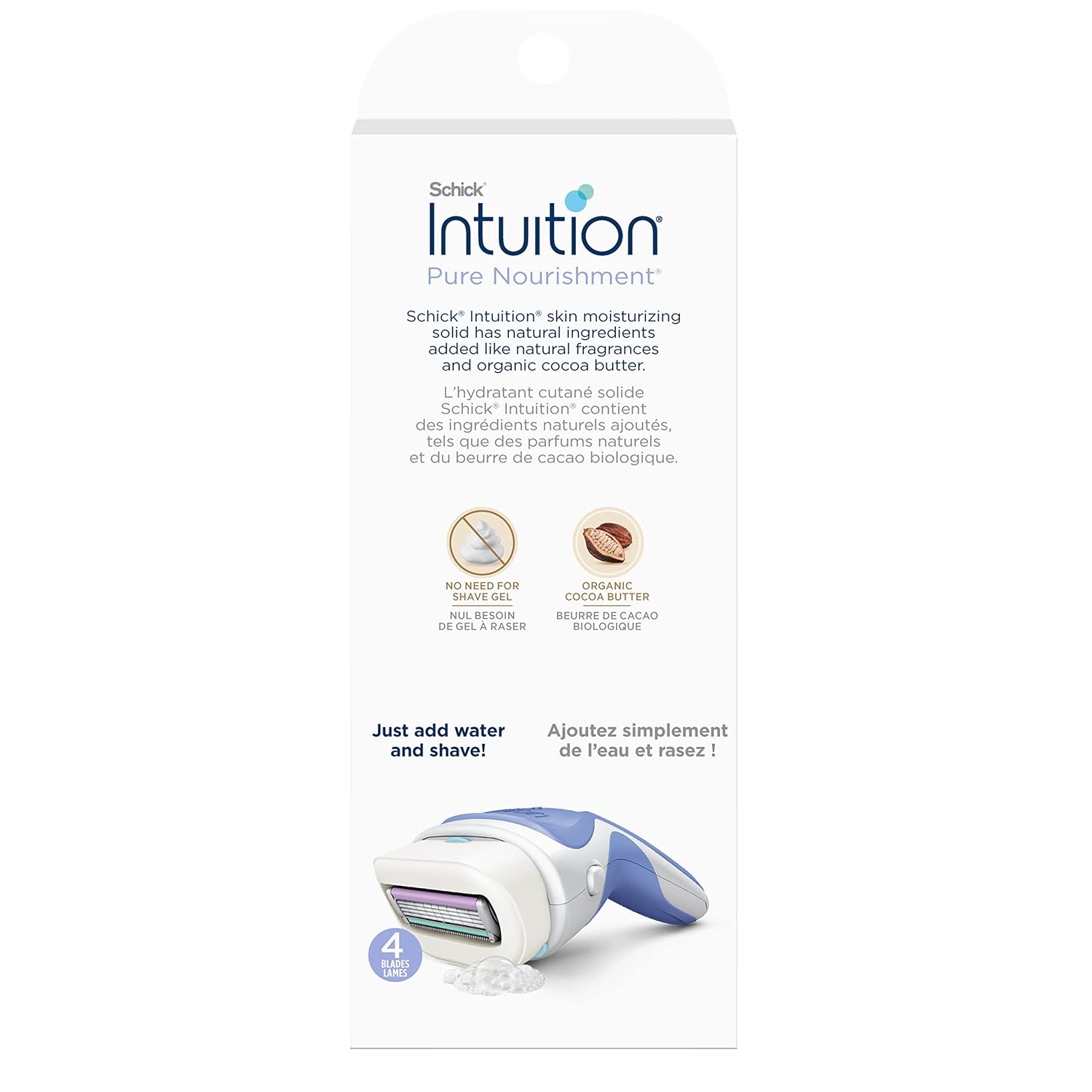 Schick Intuition Pure Nourishment Razors for Women | 1 Razor & 2 Intuition Razor Blades Refill with Organic Cocoa Butter