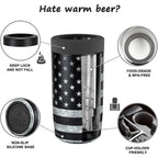 4-In-1 Slim Can Cooler Easy To Hold Insulated Beer Can Holder Double-Walled Stainless Steel For All 12 Oz Cans Black America Flag 2
