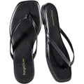 Mazeskin Womens Flip Flops Vegan Leather Memory Foam Square Toe Flat Sandals Summer Beach Slides