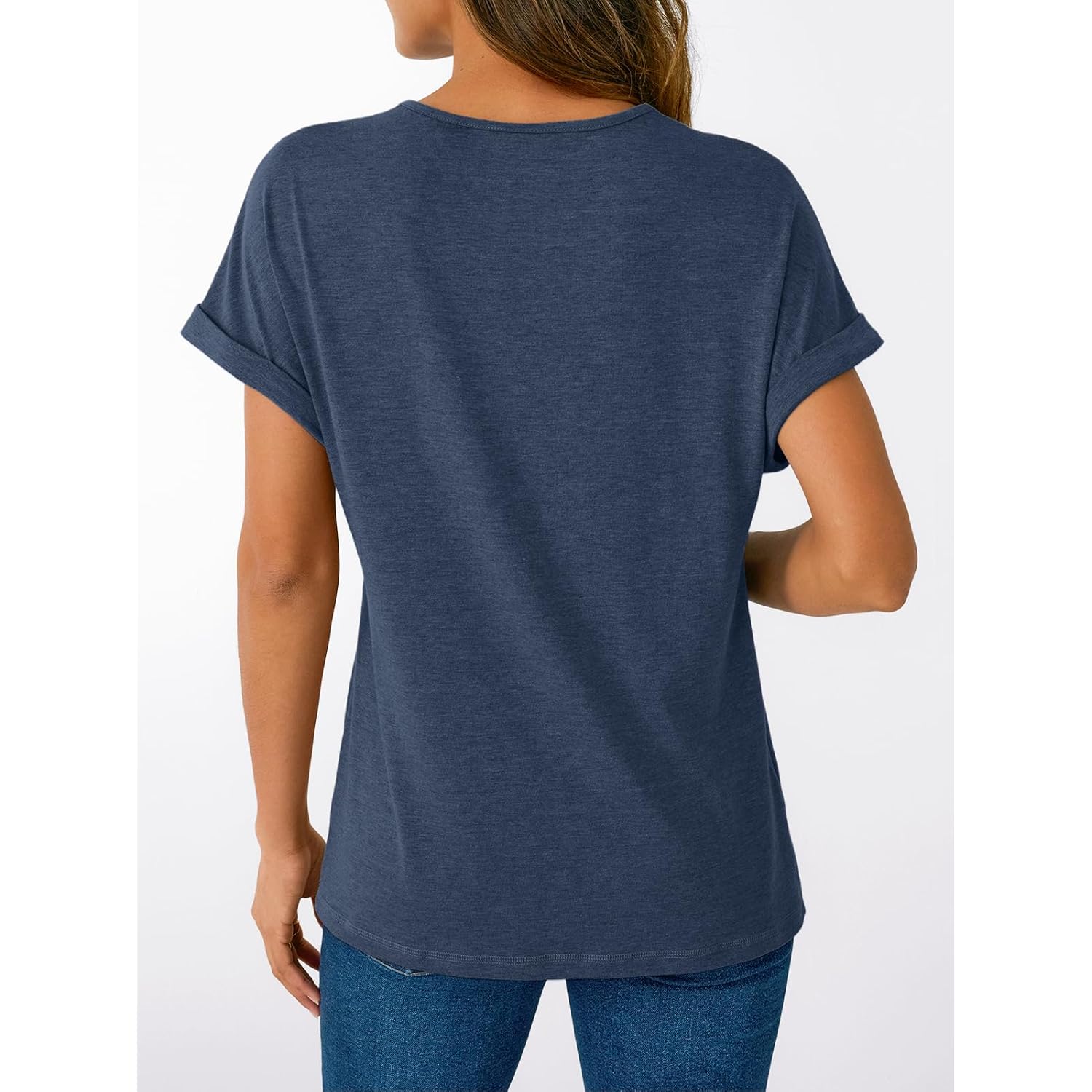 Short Sleeve V Neck T Shirts Womens Summer Business Casual Dressy Tops 2026 Henley Loose Fit Basic Spring Outfit