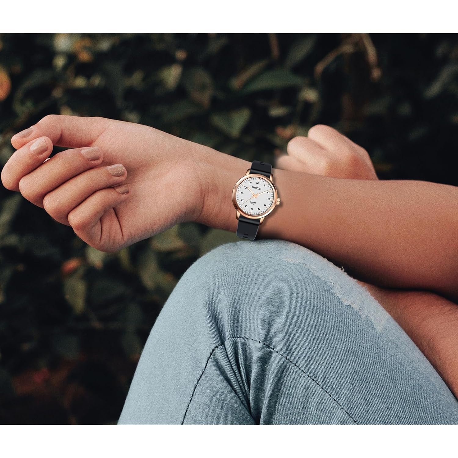 Fashion Quartz Wrist Watch, Waterproof Analog Display, Rubber Silicone Bands, Easy Read Dial, Casual Sport Style Minimalist Watch for Women Ladies Students