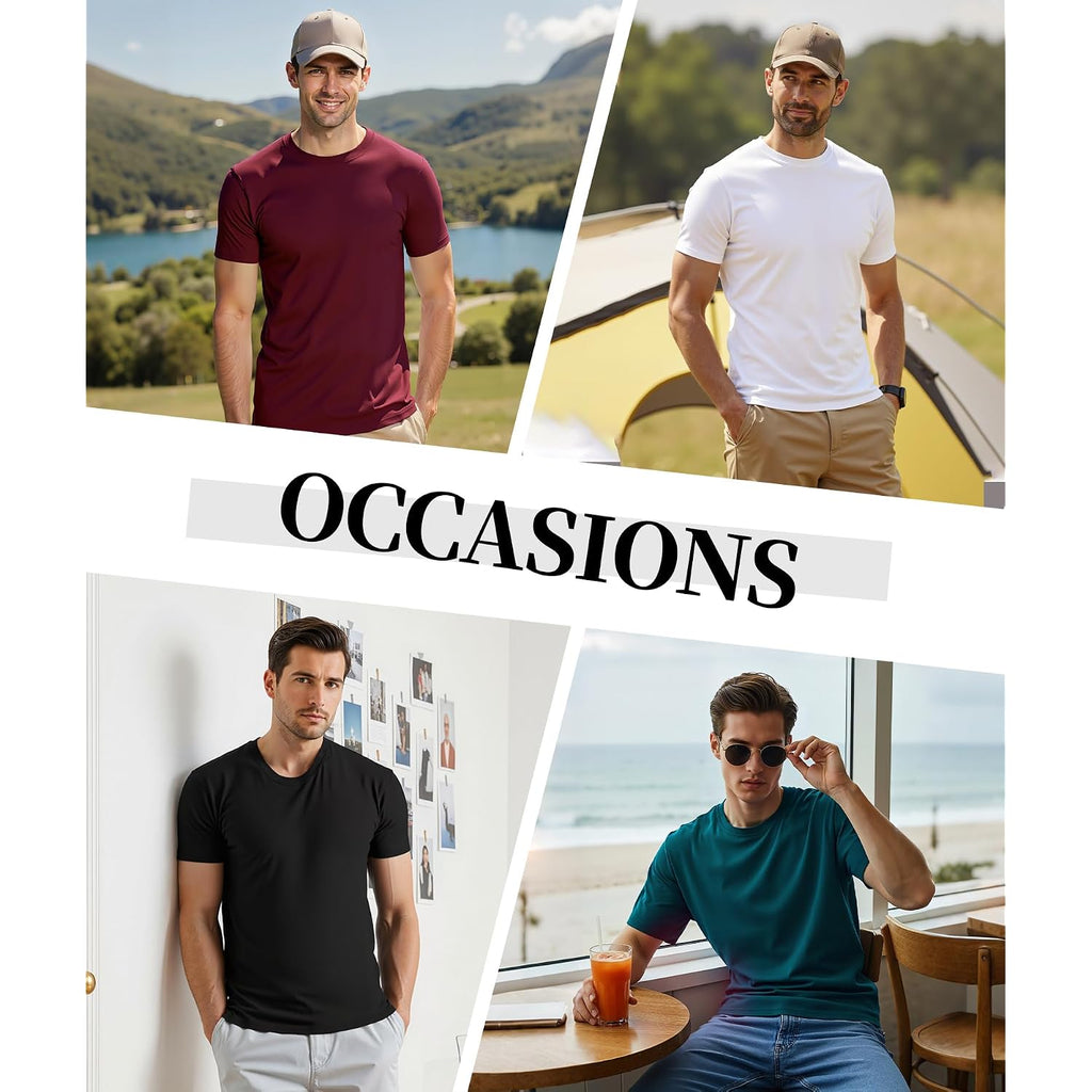 Little Beauty 5 Pack Men'S T-Shirts Crew Neck Short Sleeve Cotton Tee Casual Summer Tops