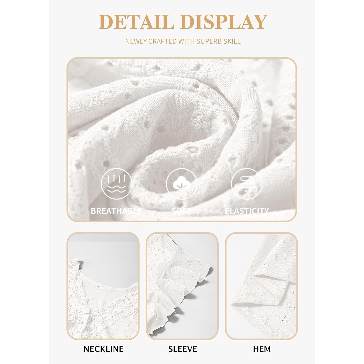 Eytino Plus Size Dresses For Women Summer Ruffle Cap Sleeve Lace V Neck Embroidery Eyelet A Line Dress(1X-5X)