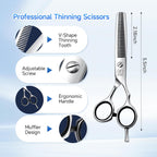 5.5'' Hair Cutting Scissors Set, Professional 440C Stainless Steel Barber Shears Kit With Cutting & Thinning Scissors, 9 Pcs Hairdressing Tools For Men Women Salon Home Use