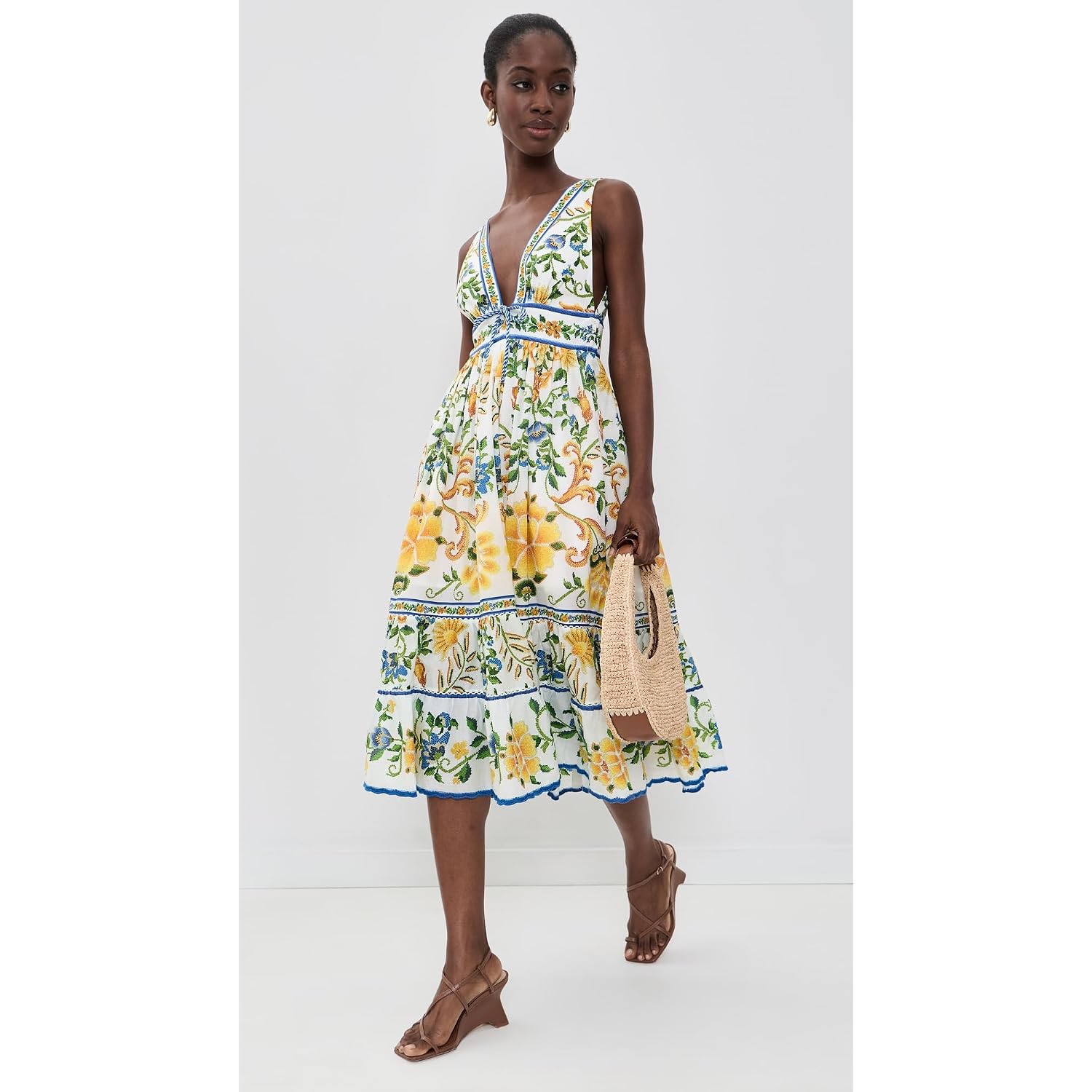 Farm Rio Women'S Emily Floral Tapestry Midi Dress