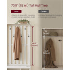 VASAGLE Hall Tree with Bench and Shoe Storage, Coat Rack with Shoe Bench, 7 Double Hooks for Jackets, Hats, Entryway, Bedroom, Living Room, 13.8 x 31.9 x 70.9 Inches, Rustic White UHSR414W01