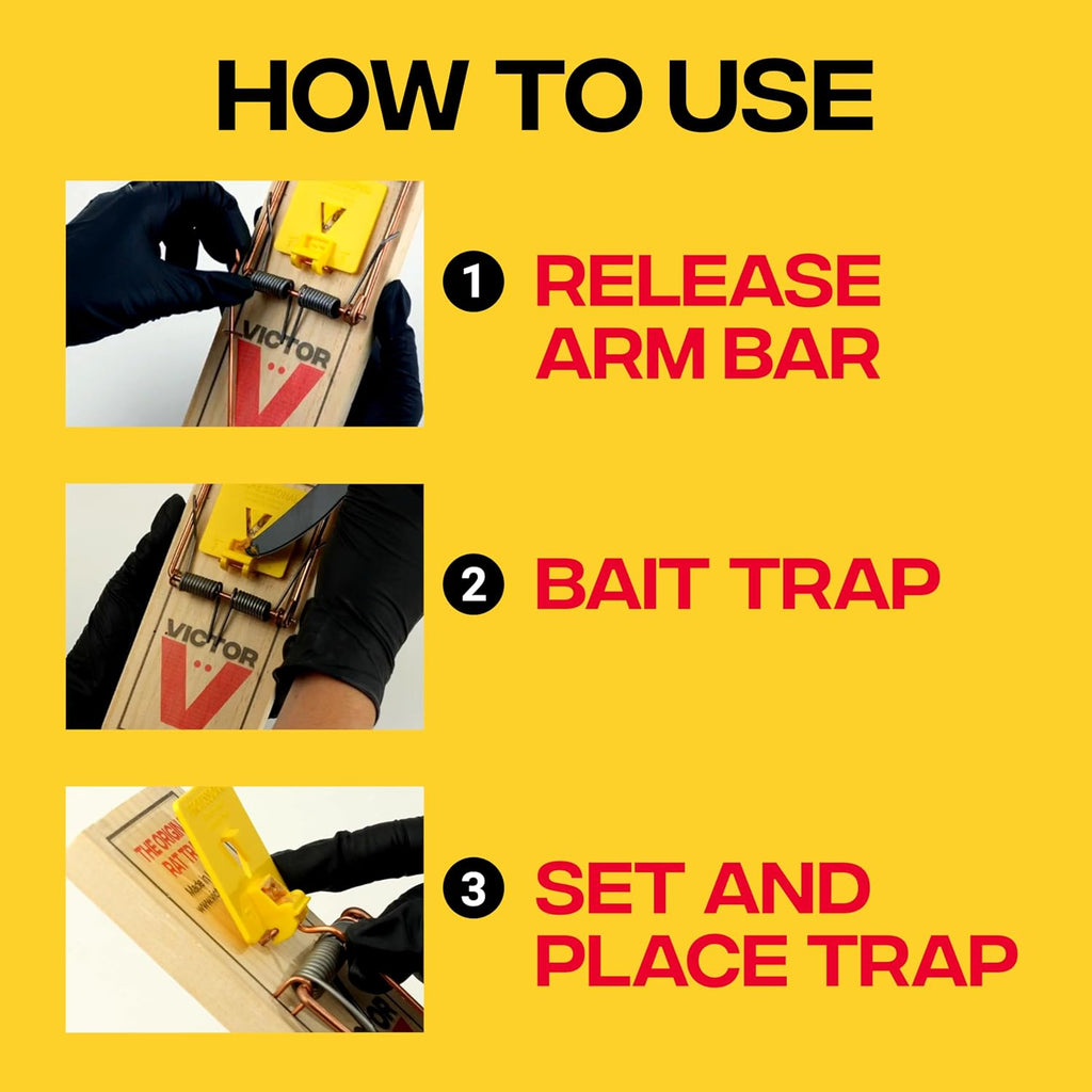 Victor Wide Pedal Snap Rat Traps, 9-Pack, Fsc Certified Wood | Large Trip Pedal Indoor Outdoor Rodent Control Pest Elimination Pre-Baited Easy Set Design Instant Kill