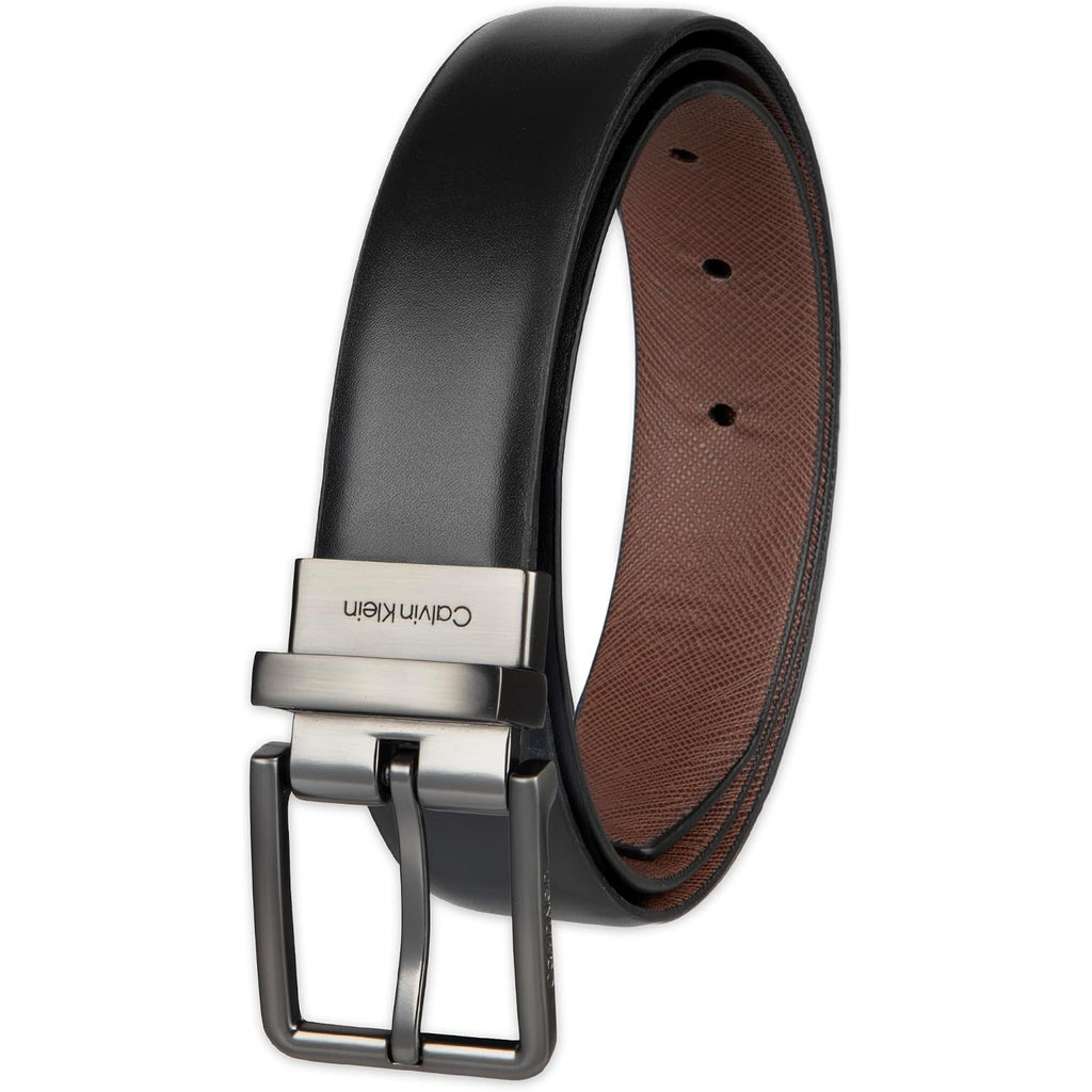 Calvin Klein Men’S Reversible Leather Belt - 2‑In‑1 Versatile Modern Style