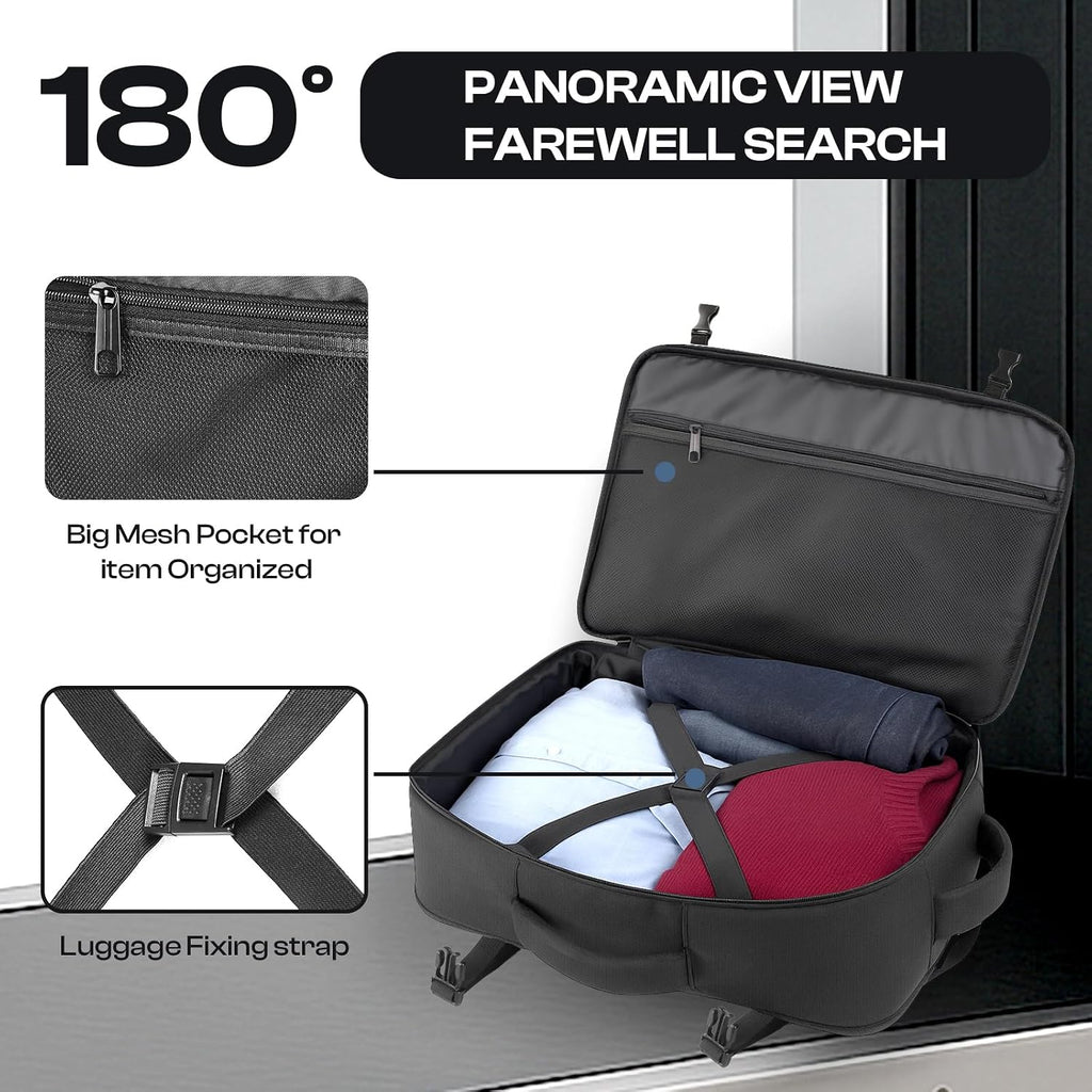 Carry On Backpack For 1-10 Days Trips, Extra Large 40L-50L Travel Backpack Tsa Approved, Expandable Laptop Bagpack, Water Resistant Bag Compatible With 17.3 Inch Laptops, Black