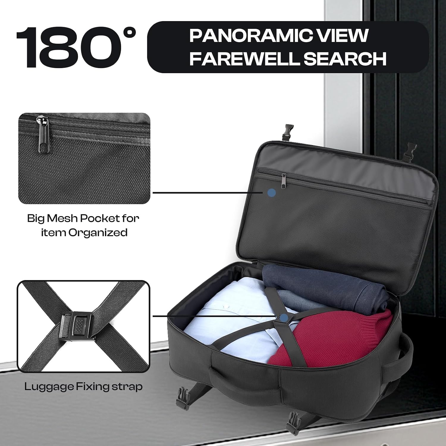Carry On Backpack For 1-10 Days Trips, Extra Large 40L-50L Travel Backpack Tsa Approved, Expandable Laptop Bagpack, Water Resistant Bag Compatible With 17.3 Inch Laptops, Black