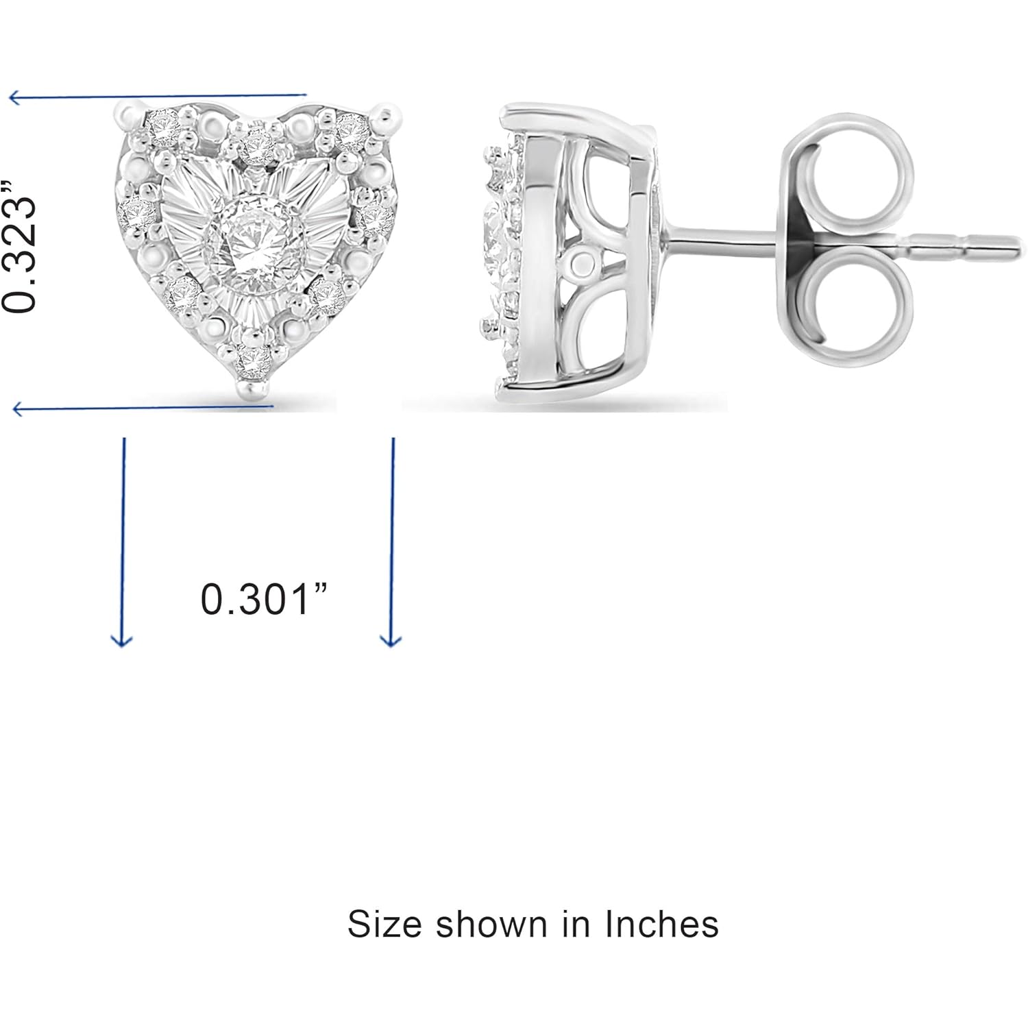 Natalia Drake 1/4 Cttw Heart Shaped Diamond Jewelry Earrings for Women or Womens Necklace in 925 Sterling Silver