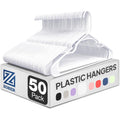 Clothes Hangers - White, Plastic Hangers 50 Pack For Shirts, Dresses, And Pants - Durable, Flexible Plastic Clothing Hangers