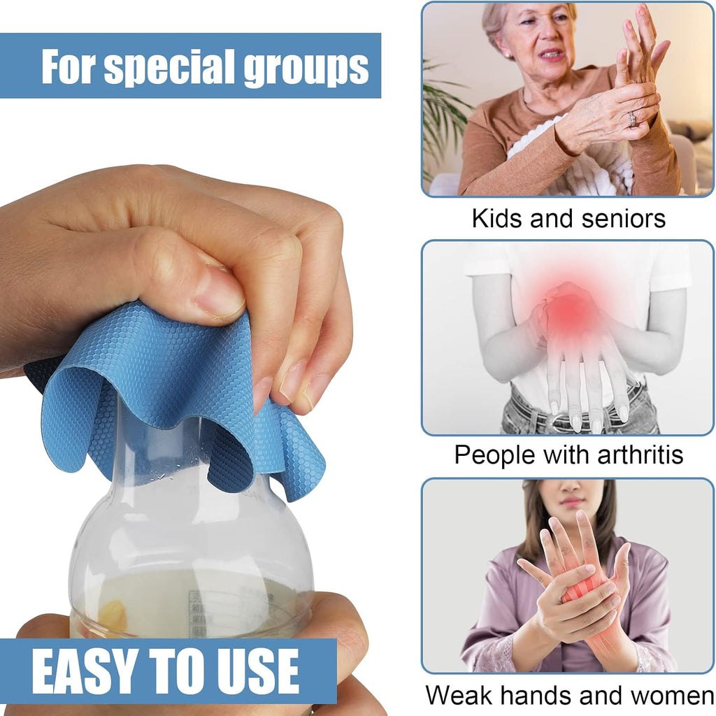 Luter 4Pcs Jar Opener, Rubber, Multi-Function Silicone Bottle Opener For Seniors With Weak Hands Lid Cap Gripper Pads Kitchen Coasters Gadgets(Light Blue, Green)