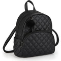 ECOSUSI Mini Backpack for Women Leather Small Backpack Purse for Ladies Cute Pom Bookbag Travel Shoulder Bag with Charm Tassel Black