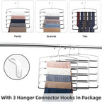 Feerahozer Pants Hangers Non Slip 3 Pack Space Saving Hangers Multi-Layer Swing Arm Pants Hanger Stainless Steel Space Saver Hanger Closet Storage Organizer For Jeans Trouser Slacks Clothes (Black)