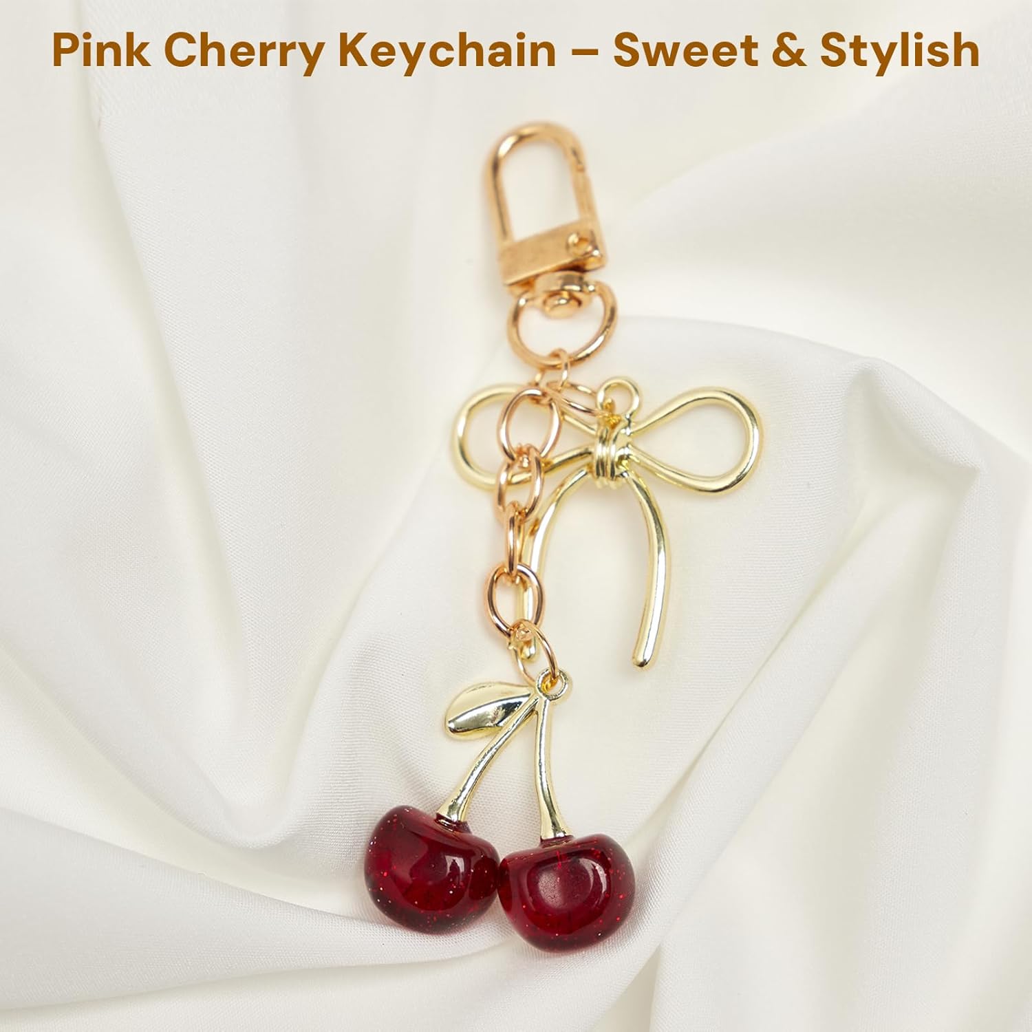 YDF Cherry Keychain Cute Bag Charm Women Leather Keyring Car Keys Gift Mother's Day Birthday Valentine's Purse Accessory