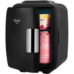 Cooluli Mini Fridge for Bedroom - Car, Office Desk & Dorm Room - Portable 4L/6 Can Electric Plug In Cooler & Warmer for Food, Drinks, Skincare Beauty & Makeup - 12v AC/DC & Exclusive USB Option, Black