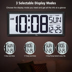 Backlight Digital Wall Clock Battery Operated - With Temperature And Date 14.5'' Large Digital Wall Clock, Easy To Read And Set, Auto Dst