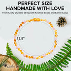 Baltic Proud Amber Necklace (Unisex Honey Rose Polished 12.5 Inches) - Certified Premium Quality Raw Baltic Sea Amber