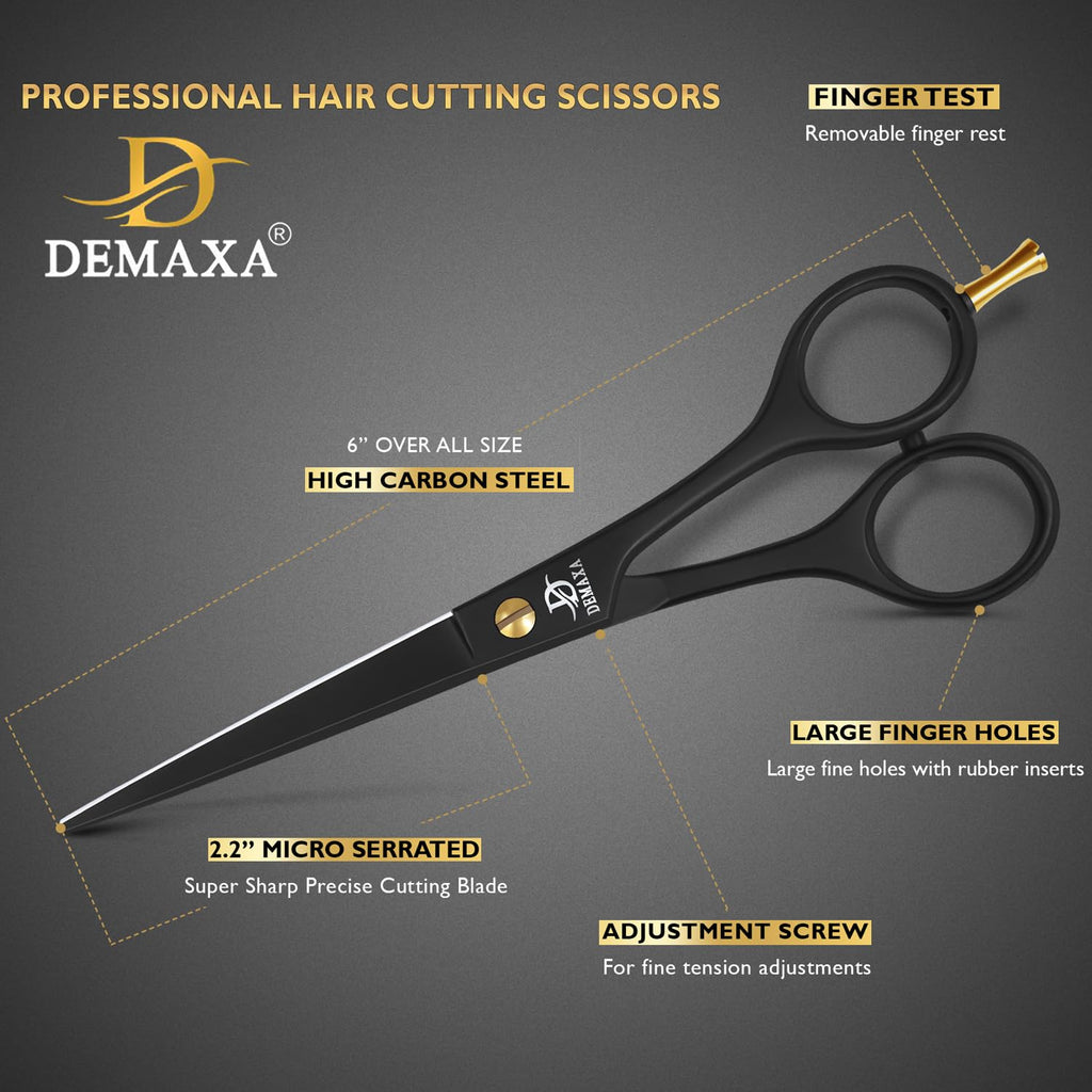 Professional Hair Scissors 6.5 Inch - Premium High Carbon Stainless Steel Barber Salon Hair Shears For Haircut Scissors - Ergonomic Design Super-Sharp Hair Cutting Shears Blades