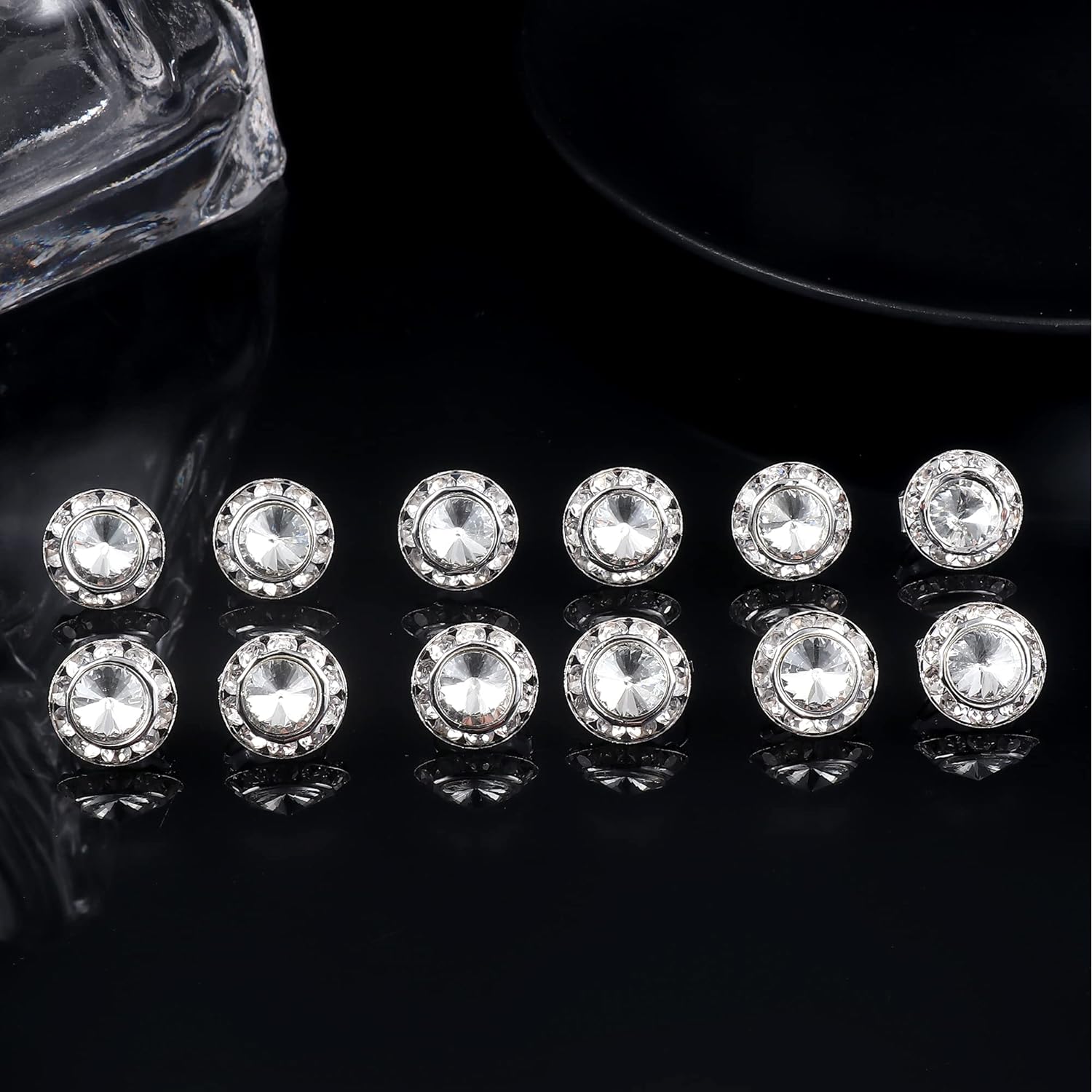 FIBO STEEL Clip on Halo Earrings Rhinestone Earrings Crystal Earrings for Women Round Acrylic Stone Inside Dance Competitions Stage Opera Performance Wedding Party Jewelry