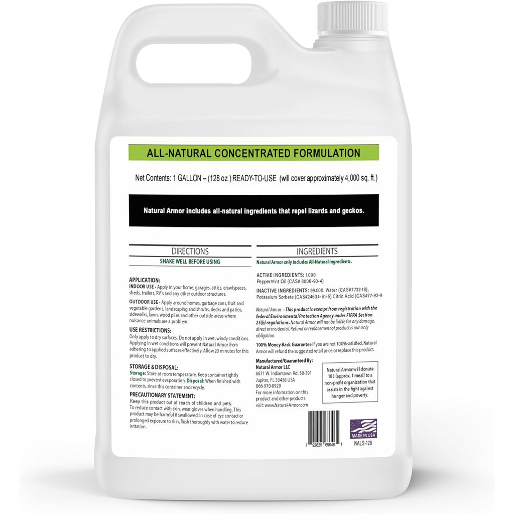 Lizard & Gecko Repellent Spray - Powerful Peppermint Formulation Repels All Types Of Lizards & Geckos And Works Better Than Ultrasonic Gimmicks – 128 Fl Oz - Gallon Ready To Use