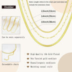 Gold Layered Necklaces for Women, 14K Gold Plated Dainty Gold Chain Choker Necklace Stack, Herringbone Gold Necklaces Set