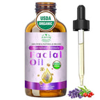 Organic Face Oil For Women, Facial Oil With Rosehip & Vitamin E For Skin | Usda Cold Pressed Face Oil With Frankincense, Pomegranate For Gua Sha Massage, Lightweight Feel For Moisturizing, Anti-Aging